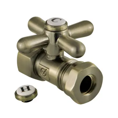 Seasonal Sale Kingston Brass CC44153X Quarter Turn Valve (1/2" FIP X 1/2" or 7/16-Inch" Slip Joint), Antique Brass