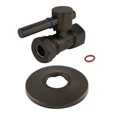 Top Pick Kingston Brass CC44155DLK 1/2-Inch FIP X 1/2-Inch or 7/16-Inch Slip Joint Quarter-Turn Straight Stop Valve with Flange, Oil Rubbed Bronze