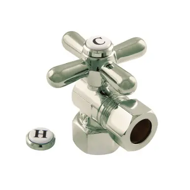 Trending Kingston Brass CC44408X 1/2" IPS X 1/2" OD Comp Angle Stop Valve, Brushed Nickel