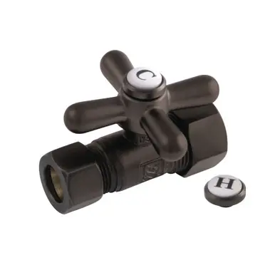 Weekend Sale Kingston Brass CC44455X 5/8" OD Comp X 1/2" OD Comp Straight Shut-Off Valve, Oil Rubbed Bronze