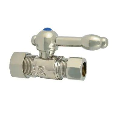 Cheap Kingston Brass CC44458KL 5/8" OD Comp X 1/2" OD Comp Straight Shut-Off Valve, Brushed Nickel