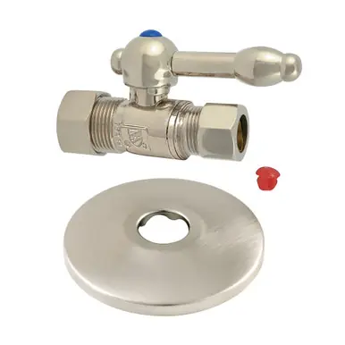 Trending Kingston Brass CC44458KLK 5/8-Inch OD X 1/2-Inch OD Comp Quarter-Turn Straight Stop Valve with Flange, Brushed Nickel