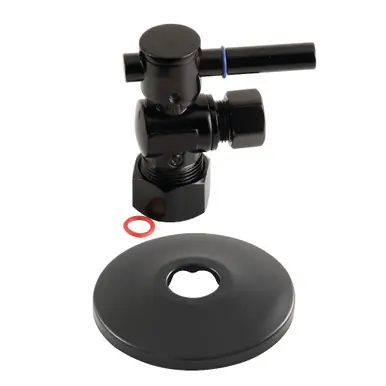 Top Rated Kingston Brass CC53300DLK 5/8-Inch X 3/8-Inch OD Comp Quarter-Turn Angle Stop Valve with Flange, Matte Black