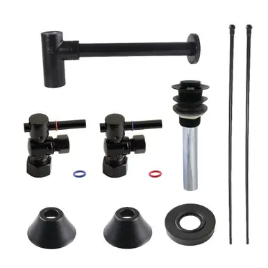 Don’t Miss Out Kingston Brass CC53300DLVKB30 Modern Plumbing Sink Trim Kit with Bottle Trap and Drain, Matte Black