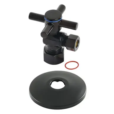 Editor’s Pick Kingston Brass CC53300DXK 5/8-Inch X 3/8-Inch OD Comp Quarter-Turn Angle Stop Valve with Flange, Matte Black