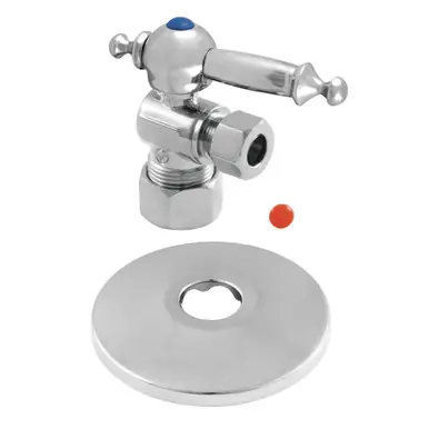 Bulk Order Kingston Brass CC53301TLK 5/8-Inch X 3/8-Inch OD Comp Quarter-Turn Angle Stop Valve with Flange, Polished Chrome