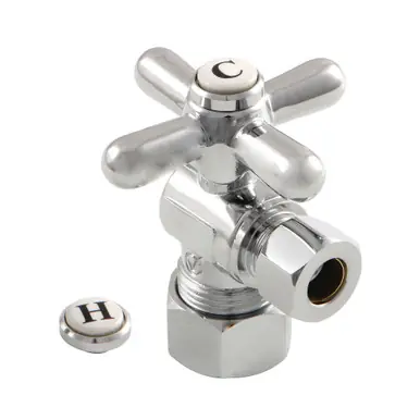 Super Sale Kingston Brass CC53301X 5/8" X 3/8" OD Comp Angle Stop Valve, Polished Chrome