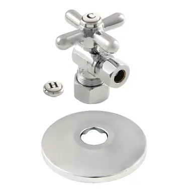 Top Rated Kingston Brass CC53301XK 5/8-Inch X 3/8-Inch OD Comp Quarter-Turn Angle Stop Valve with Flange, Polished Chrome