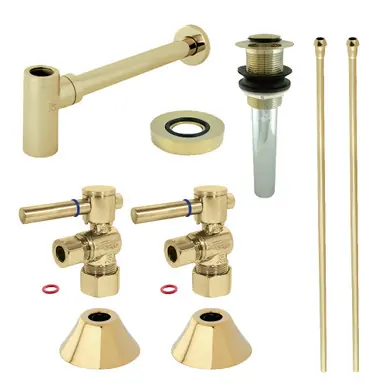Exclusive Kingston Brass CC53302DLVKB30 Modern Plumbing Sink Trim Kit with Bottle Trap and Drain, Polished Brass