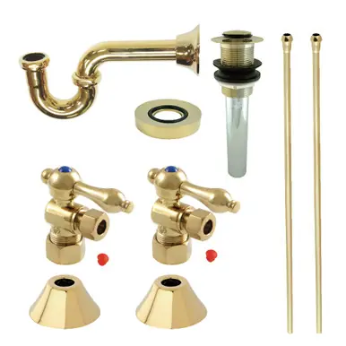 Weekend Sale Kingston Brass CC53302VKB30 Traditional Plumbing Sink Trim Kit with P-Trap and Drain, Polished Brass