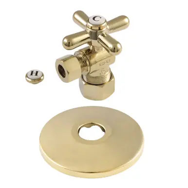 Best Seller Kingston Brass CC53302XK 5/8-Inch X 3/8-Inch OD Comp Quarter-Turn Angle Stop Valve with Flange, Polished Brass