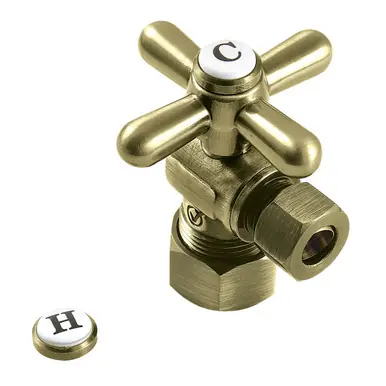 Deal Kingston Brass CC53303X 5/8" OD Comp x 3/8" OD Comp Angle Stop Valve, - Antique Brass