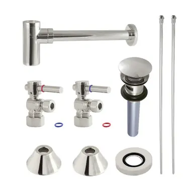 Direct From Factory Kingston Brass CC53306DLVOKB30 Modern Plumbing Sink Trim Kit with Bottle Trap and Overflow Drain, Polished Nickel