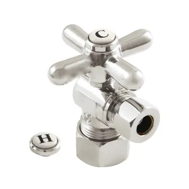 Discount Kingston Brass CC53306X 5/8" X 3/8" OD Comp Angle Stop Valve, Polished Nickel