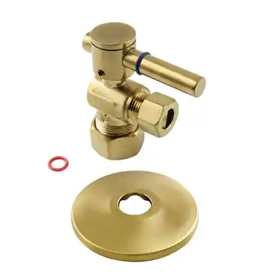 Factory Price Kingston Brass CC53307DLK 5/8-Inch X 3/8-Inch OD Comp Quarter-Turn Angle Stop Valve with Flange, Brushed Brass