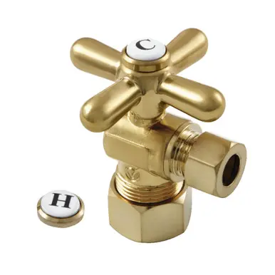 Discount Kingston Brass CC53307X 5/8" X 3/8" OD Comp Angle Stop Valve, Brushed Brass