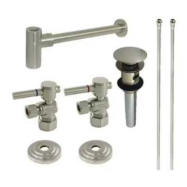 Top Pick Kingston Brass CC53308DLTRMK2 Plumbing Sink Trim Kit with Bottle Trap and Overflow Drain, Brushed Nickel