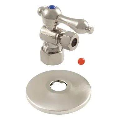 Editor’s Pick Kingston Brass CC53308K Quarter Turn Valve with Flange (5/8" X 3/8" OD Compression), Brushed Nickel