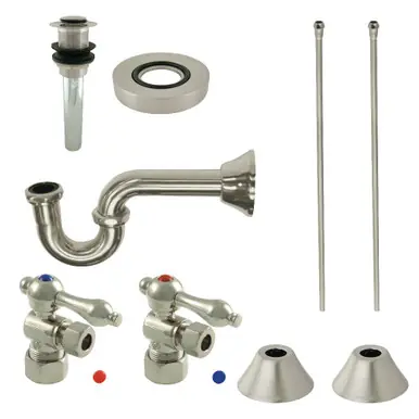 Warranty Included Kingston Brass CC53308VKB30 Traditional Plumbing Sink Trim Kit with P-Trap and Drain, Brushed Nickel