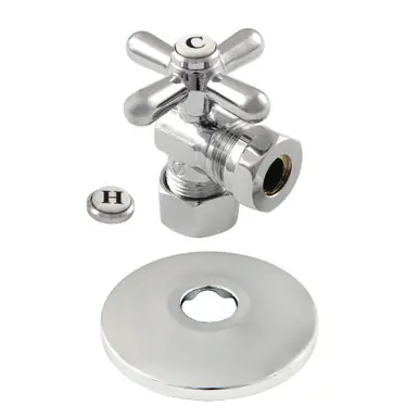 Today Only Kingston Brass CC54301XK 5/8-Inch OD X 1/2-Inch or 7/16-Inch Slip Joint Quarter-Turn Angle Stop Valve with Flange, Polished Chrome