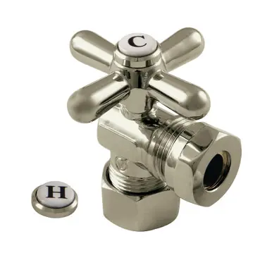 Budget Kingston Brass CC54308X 5/8" OD Comp X 1/2" or 7/16" Slip Joint Angle Stop Valve, Brushed Nickel