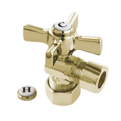 Save Now Kingston Brass CC54402ZX 5/8" OD Comp X 1/2" OD Comp Angle Stop Valve, Polished Brass