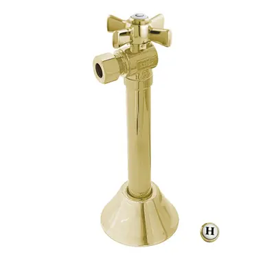 Budget Kingston Brass CC83202ZX 1/2" Sweat X 3/8" OD Comp Angle Shut-Off Valve with 5" Extension, Polished Brass