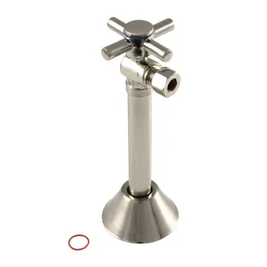 Same Day Shipping Kingston Brass CC83208DX Concord 1/2" Sweat x 3/8" O.D. Comp, Angle Shut Off Valve with 5" Extension, Brushed Nickel