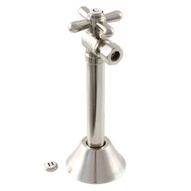 Warranty Included Kingston Brass CC83208X 1/2" Sweat x 3/8" OD Comp Angle Shut-Off Valve with 5" Extension, Brushed Nickel