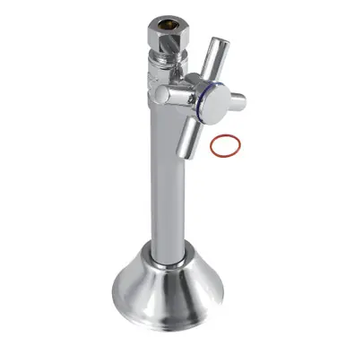 Viral Kingston Brass CC83251DX Concord 1/2" Sweat x 3/8" O.D. Comp Straight Shut Off Valve with 5" Extension, Polished Chrome