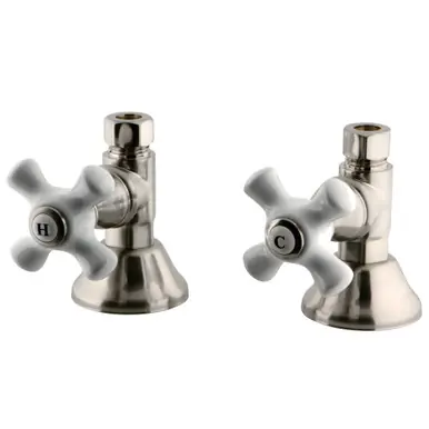 Sale Kingston Brass CCK44158PX Straight Stop Shut Off Valve, Brushed Nickel