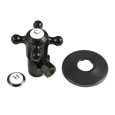 Trusted Brand Kingston Brass CD43300BXK 1/2"IPS x 3/8"O.D. Anti-Seize Deluxe Quarter-Turn Ceramic Hardisc Cartridge Angle Stop with Flange, Matte Black