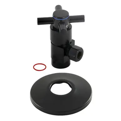 Save Now Kingston Brass CD43300DXK 1/2"IPS x 3/8"O.D. Anti-Seize Deluxe Quarter-Turn Ceramic Hardisc Cartridge Angle Stop with Flange, Matte Black