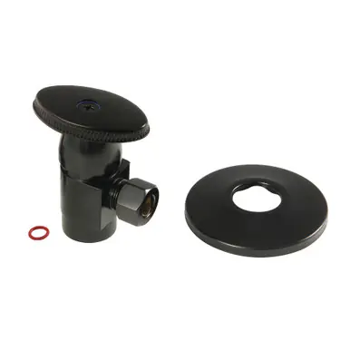 Weekend Sale Kingston Brass CD43300VAK 1/2"IPS x 3/8"O.D. Anti-Seize Deluxe Quarter-Turn Ceramic Hardisc Cartridge Angle Stop with Flange, Matte Black