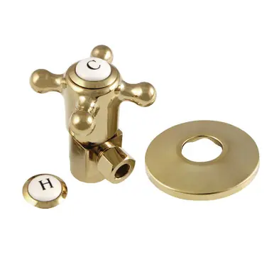 Factory Price Kingston Brass CD43302BXK 1/2"IPS x 3/8"O.D. Anti-Seize Deluxe Quarter-Turn Ceramic Hardisc Cartridge Angle Stop with Flange, Polished Brass