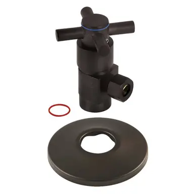 Discount Kingston Brass CD43305DXK 1/2"IPS x 3/8"O.D. Anti-Seize Deluxe Quarter-Turn Ceramic Hardisc Cartridge Angle Stop with Flange, Oil Rubbed Bronze