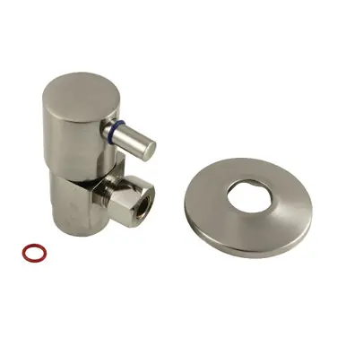 Factory Price Kingston Brass CD43308DLK 1/2"IPS x 3/8"O.D. Anti-Seize Deluxe Quarter-Turn Ceramic Hardisc Cartridge Angle Stop with Flange, Brushed Nickel