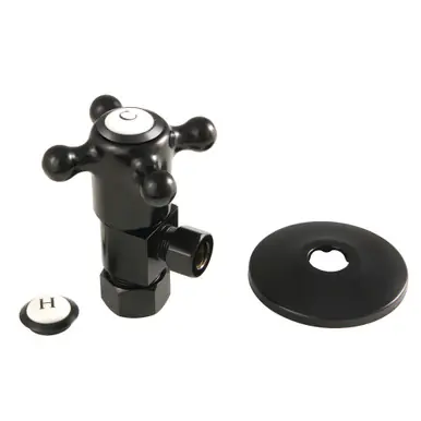 Buy Online Kingston Brass CD53300BXK 5/8"O.D x 3/8" O.D Anti-Seize Deluxe Quarter Turn Ceramic Hardisc Cartridge Angle Stop with Flange, Matte Black