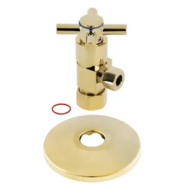 Save Now Kingston Brass CD53302DXK 5/8"O.D x 3/8" O.D Anti-Seize Deluxe Quarter Turn Ceramic Hardisc Cartridge Angle Stop with Flange, Polished Brass