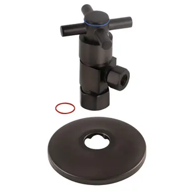 Deal Kingston Brass CD53305DXK 5/8"O.D x 3/8" O.D Anti-Seize Deluxe Quarter Turn Ceramic Hardisc Cartridge Angle Stop with Flange, Oil Rubbed Bronze
