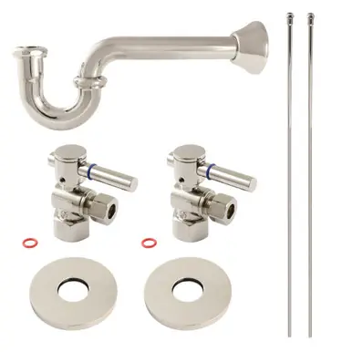Exclusive Kingston Brass Concord Bathroom Plumbing Supply Kit, 1/2" NPT Female Inlet x 3/8" O.D. Compression Outlet, Polished Nickel -  KPK406