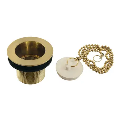 Top Rated Kingston Brass DSP15SB 1-1/2" Chain and Stopper Tub Drain with 1-1/2" Body Thread, Brushed Brass
