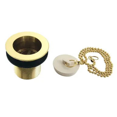 Reduced Price Kingston Brass DSP17PB 1-1/2" Chain and Stopper Tub Drain with 1-3/4" Body Thread, Polished Brass