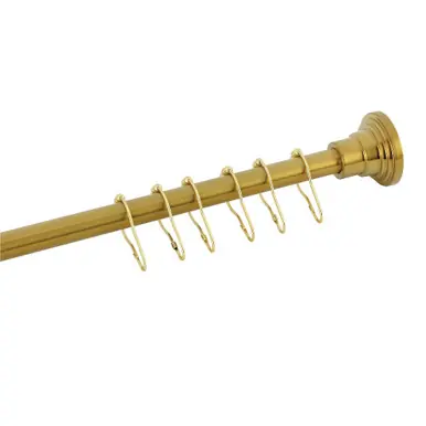 Crafted Kingston Brass Edenscape 38"-60" Stainless Steel Adjustable Shower Curtain Rod with Rings, Brushed Brass - SCC2817