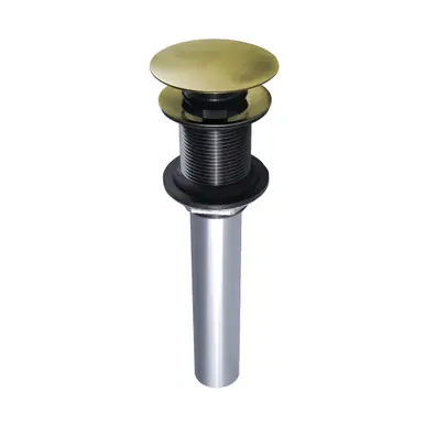 Brand New Kingston Brass EV7003 Push Pop-Up Drain without Overflow Hole, 22 Gauge, Antique Brass